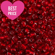 Rocailles Perlen Glas 6/0 (4mm) Silverlined dark red