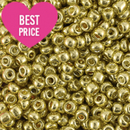 Rocailles Perlen Glas 12/0 (2mm) Metallic shine yellow gold
