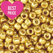 Rocailles Perlen Glas 8/0 (3mm) Metallic shine gold