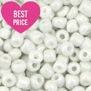 Rocailles Perlen Glas 8/0 (3mm) Bright white pearl