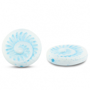 Tschechische Perlen Fossil Shell 18mm White-light blue