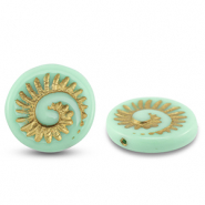 Tschechische Perlen Fossil Shell 18mm Mint green-gold