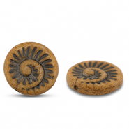 Tschechische Perlen Fossil Shell 18mm Camel brown-anthracite