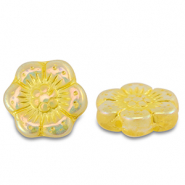 Tschechische Perlen Boho Flower 14mm Transparent yellow-AB coating