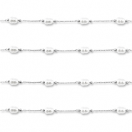 Zubeh&ouml;r aus Stainless Steel - Rostfreiem Stahl Gliederkette with Imitation Pearls Oval Silver-white