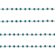 Zubeh&ouml;r aus Stainless Steel - Rostfreiem Stahl Gliederkette Round Silver-turquoise blue
