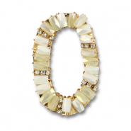 Facetten Anhänger Oval White AB-transparent AB-gold
