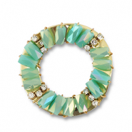 Facetten Anhänger Round Turquoise AB-ocean green AB-gold