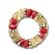 Facetten Anhänger Round Red-transparent AB-gold