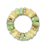 Facetten Anhänger Round Light green-transparent AB-gold