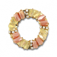 Facetten Anhänger Round Peach pink AB-transparent AB-gold