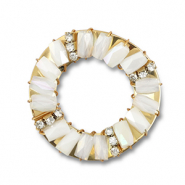 Facetten Anhänger Round White AB-white transparent AB-gold