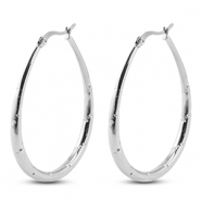Stainless Steel - Rostfrei Stahl Ohrringe / Creolen Oval Silver
