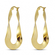 Stainless Steel - Rostfrei Stahl Ohrringe / Ohrstecker Oval Twist Gold