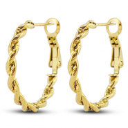 Stainless Steel - Rostfrei Stahl Ohrringe / Creolen Twisted Gold