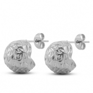 Stainless Steel - Rostfrei Stahl Ohrringe / Ohrstecker Round Silver