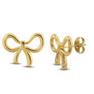 Stainless Steel - Rostfrei Stahl Ohrringe / Ohrstecker Bow Gold