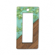 Anh&auml;nger Holz Rectangle Green transparent-gold-brown