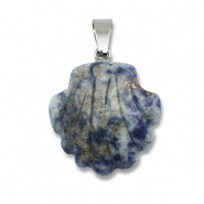 Anh&auml;nger Naturstein Sodalith und Mikrokline Shell Blue-white