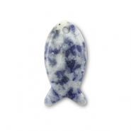 Anh&auml;nger Naturstein Sodalith und Mikrokline Fish Blue-white