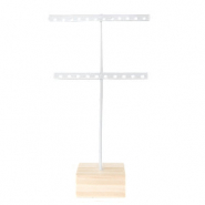 Schmuck Display T-Form Ohrringe mit Holz Ständer Weiss-Holz