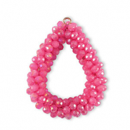Facetten Perlen Anh&auml;nger Drop Rose red