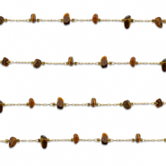 Zubehör aus Stainless Steel - Rostfreiem Stahl Gliederkette Tigerauge Irregular Gold-golden brown