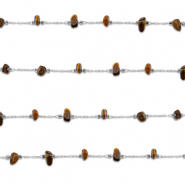 Zubehör aus Stainless Steel - Rostfreiem Stahl Gliederkette Tigerauge Irregular Silver-golden brown