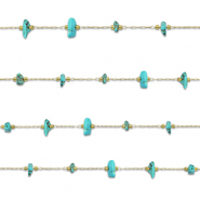 Zubehör aus Stainless Steel - Rostfreiem Stahl Gliederkette Howlit Irregular Gold-turquoise
