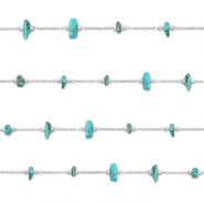 Zubehör aus Stainless Steel - Rostfreiem Stahl Gliederkette Howlit Irregular Silver-turquoise