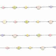 Zubehör aus Stainless Steel - Rostfreiem Stahl Gliederkette Round Silver-multicolour pastel