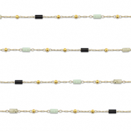 Zubehör aus Stainless Steel - Rostfreiem Stahl Gliederkette Natursteinmischung Tube Gold-black-grey
