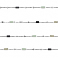 Zubehör aus Stainless Steel - Rostfreiem Stahl Gliederkette Natursteinmischung Tube Silver-black-grey