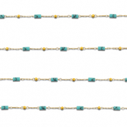 Zubehör aus Stainless Steel - Rostfreiem Stahl Gliederkette Howlit Tube Gold-turquoise