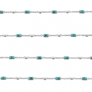 Zubehör aus Stainless Steel - Rostfreiem Stahl Gliederkette Howlit Tube Silver-turquoise