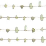 Zubehör aus Stainless Steel - Rostfreiem Stahl Gliederkette Prehnit Irregular Gold-light green