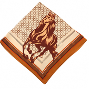 Schal with Horse Beige brown-copper brown-brown