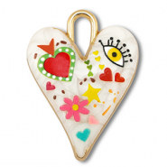Anh&auml;nger Metall mit Enamel Heart White-multicolour-gold