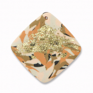 Anh&auml;nger Polymer Rhombus Brown-pink-white-gold