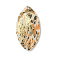 Anh&auml;nger Polymer Leaf Brown-pink-white-gold