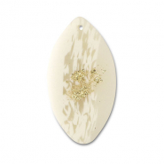 Anh&auml;nger Polymer Leaf Off white-beige-gold