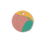 Anh&auml;nger Polymer Round Green-pink-ochre yellow