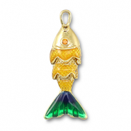 Anh&auml;nger Metall Fish Gold-yellow-blue-green