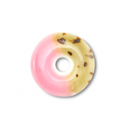 Keramik Perlen Disc Light pink-light brown-brown