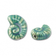 Keramik Perlen Shell Teal blue
