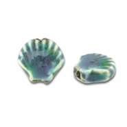 Keramik Perlen Shell Teal blue