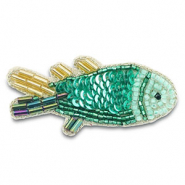 Broschen Fish Green-gold-multicolour AB coating