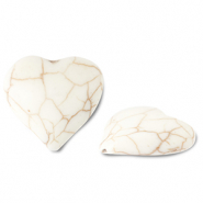 Keramik Perlen Heart Off white