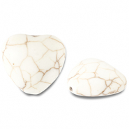 Keramik Perlen Heart Off white