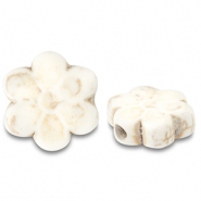 Keramik Perlen Flower Off white